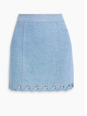 Veronica Beard Light Blue Embellished Denim Mini Skirt